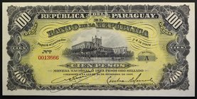 Paraguay 100 Pesos 1907 RARE!
P# 159; № 0013666; UNC; Fine Serial Number; RARE!