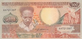 Suriname 500 Gulden 1986 Series AA
P# 135a; UNC