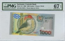 Suriname 1000 Gulden 2000 PMG 67EPQ
P# 151