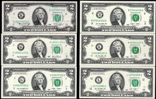 United States Lot of 6 Banknotes 1976 - (2013)
2 Dollars; P# 461, 516b, 530a, 538