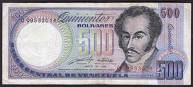 Venezuela 500 Bolivares 1990
P# 67d; VF