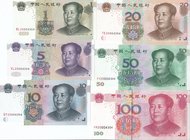 China Set of 6 Banknotes 1999-2005 With Same Number 20004304
P# 895,903-907; UNC