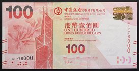 Hong Kong 100 Dollars 2014
P# 343; № GT 778000; UNC; "Lion Rock"