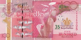 Seychelles 100 Ruppes 2013 35 Years of Central Bank
P# 47; UNC