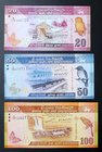 Sri Lanka 20, 50 & 100 Rupees 2010
P# 123, 124, 125; UNC; Set 3 PCS