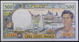 French Polynesia 500 Francs 1992
P# 1; № U.15 36920229; UNC