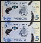 Solomon Islands 5 Dollars 2019 2 Banknotes
P# New; UNC; Polymer; Set 2 PCS