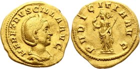 Roman Empire Herenia Etruscilla AV Aureus 249-251 BC
RIC 58a (Trajan Decius), C 16 Aureus Obv: HERETRVSCILLAAVG - Diademed, draped bust right. Rev: P...