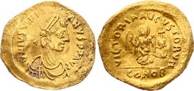 Byzantium Tremiss (1/3 Solid) 527-565 AD
Sear# 145, Sommer 4.9; Justinian I; 1.46g. 14,3, mm.