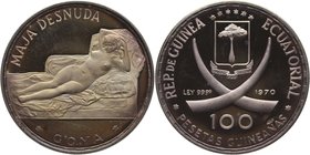 Equatorial Guinea 100 Pesetas 1970
KM# 13.2; Silver; Goya’s Naked Maja