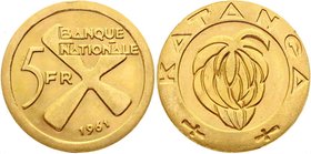 Katanga 5 Francs 1961
KM# 2a; Gold UNC