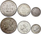 Liberia 10-25-50 Cents 1962
KM# 15-16-17; AU-UNC. Each coin is rare in a high grade!