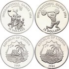 Liberia Lot of 2 Coins 10 Dollars 1984
International Games of 1984 - Basketball and Weight Lifting. Proof. Not common coins!