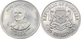 Somalia 25 Shillings 2000
KM# 71; Copper-Nickel; Pope John Paul II; UNC