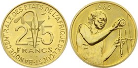 West African States 25 Francs 1980 Essai
KM# E9; Alluminium - Bronze; UNC