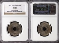 Palestine 10 Mils 1927 NGC MS 66
KM# 4; Copper-Nickel
