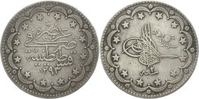 Turkey 20 Kurush 1877
KM# 722; Silver 23,63g.; AH1293/2