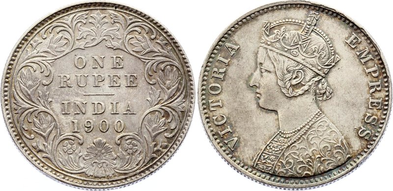 British India 1 Rupee 1900 C
KM# 492; Silver; Type C Bust, Type I Reverse Incus...