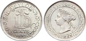 Ceylon 10 Cents 1893
KM# 94; Silver; Victoria