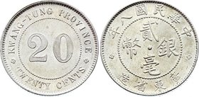 China Kwangtung 20 Cents 1919 (8)
Y# 423; Silver; UNC