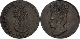 Barbados 1 Penny 1788
KM# Tn8; Pineapple; VF+/XF