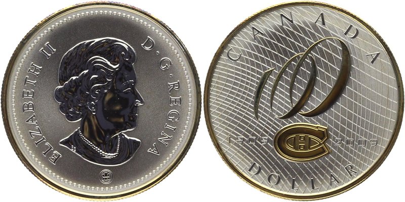 Canada 1 Dollar 2009 R 100-th Anniversary of the Monreal Canadiens
KM# 865; Sil...