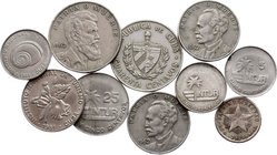Cuba Lot of 10 Coins 1949 - 1981
With Silver