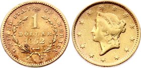 United States 1 Dollar 1852 Liberty Head
MK# 73; Gold, 1.6g.