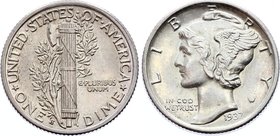 United States 1 Dime 1937 S
KM# 140; Silver; UNC