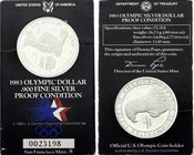 United States 1 Dollar 1983 S
KM# 209; Silver Proof; 1984 Olympic Games in Los Angeles - Disc Thrower; With Original Bank Package