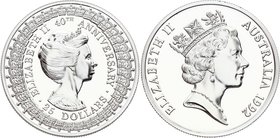 Australia 25 Dollars 1992
KM# 202; Silver Proof; 40th Anniversary of the Accession of Queen Elizabeth II - Princess Anne