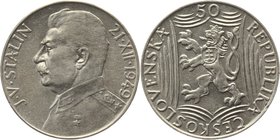 Czechoslovakia 50 Korun 1949
KM# 28; Silver; 70th Birthday - Josef Stalin