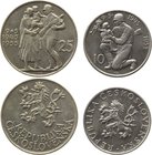 Czechoslovakia 10 & 25 Korun 1955
KM# 42-43; Silver; 10th Anniversary - Liberation from Germany