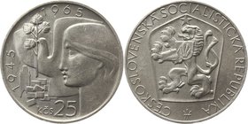 Czechoslovakia 25 Korun 1965
KM# 59; Silver; 20th Anniversary - Czechoslovakian Liberation