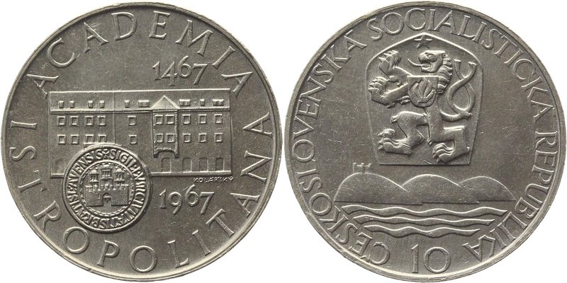 Czechoslovakia 10 Korun 1967
KM# 62; Silver; 500th Anniversary - Bratislava Uni...