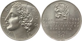 Czechoslovakia 50 Korun 1968
KM# 65; Silver; 50th Anniversary of Czechoslovakia 20th Anniversary - People’s Republic