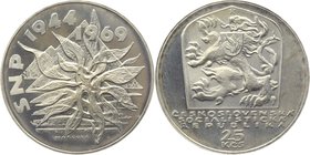 Czechoslovakia 25 Korun 1969 Proof
KM# 67; Silver; 25th Anniversary - 1944 Slovak Uprising