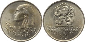 Czechoslovakia 20 Korun 1972
KM# 76; Silver; Centennial - Death of Andrej Sladkovic