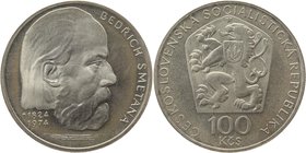 Czechoslovakia 100 Korun 1974
KM# 82; Silver; Sesquicentennial - Birth of Bedrich Smetana