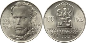 Czechoslovakia 100 Korun 1986
KM# 123; Silver; 150th Anniversary - Death of Karel Hynek Macha