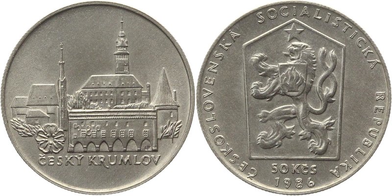 Czechoslovakia 50 Korun 1986
KM# 126; Silver; Cesky Krumlov city view