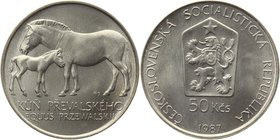 Czechoslovakia 50 Korun 1987
KM# 127; Silver; Two Przewalski’s horses
