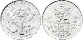 Czechoslovakia 500 Korun 1988
KM# 131; Silver; 20th Anniversary of Czech & Slovak Federation; UNC