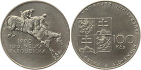 Czechoslovakia 100 Korun 1990
KM# 141; Silver; 100th Anniversary of Velka Pardubicka