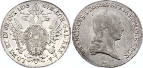 Austria 1 Thaler 1815 A - Wien
KM# 2161; Silver; Franz I; Beautiful Mint Luster