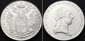 Austria 1 Thaler 1824 C - Prague
KM# 2162; Silver; Franz I