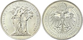 Austria Shooting Thaler 1868
X# M8; Silver; The Third German Shooting Festival. AUNC with some scratches but with strong mint luster!