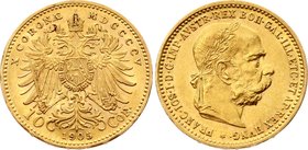 Austria 10 Corona 1905
KM# 2805; Franz Joseph I; Gold (.900) 3.39 g. UNC. Rare grade for this type!