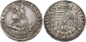 Holy Roman Empire Reichstaler 1564-1595
Dav# 8094; Ferdinand (Archduke, 1564-1595). Reichstaler. Hall. Obv: FERDINAND D G ARCHID AVSTRIÆ. Rev: DVX BV...