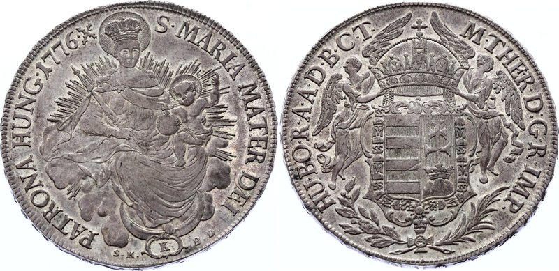 Hungary 1 Thaler 1776 X SK-PD
KM# 386.1; Silver; Maria Theresia; Beautiful Coin...